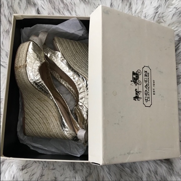Coach Gold metallic Espadrilles wedge - Picture 2 of 5